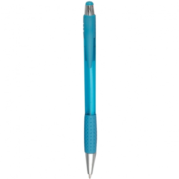 Translucent Light Blue Retractable Translucent Custom Pens w/ Textured Grip