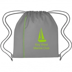 Front Lime Reversible Promotional Drawstring Backpack