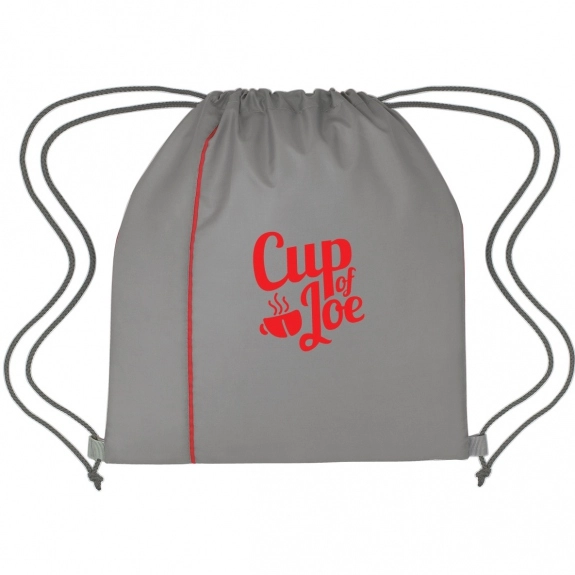 Front Red Reversible Promotional Drawstring Backpack