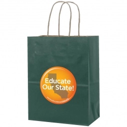 Forest Green Tinted Kraft Finish Promotional Shopping Bag