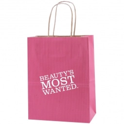 Lipstick Pink Tinted Kraft Finish Promotional Shopping Bag