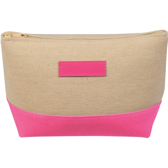 Pink Natural Fiber Custom Makeup Bags