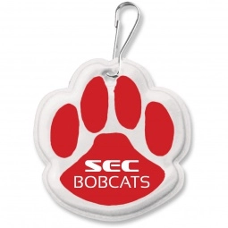White Reflective Promotional Zipper Pull - Paw Print