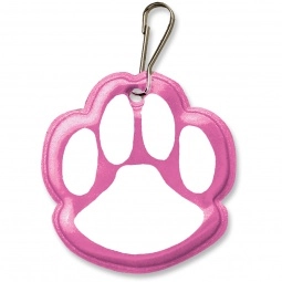 Fluor. Pink Reflective Promotional Zipper Pull - Paw Print