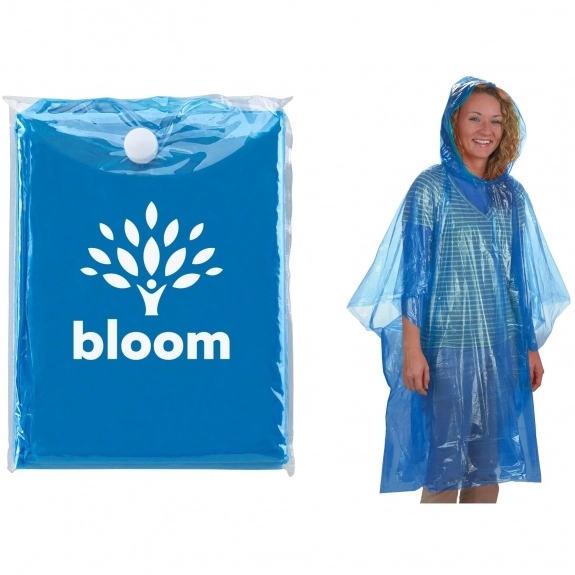Blue Adult Disposable Rain Promotional Poncho