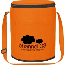 Orange Non-Woven Round Logo Cooler Bag - 11"h x 9"dia.
