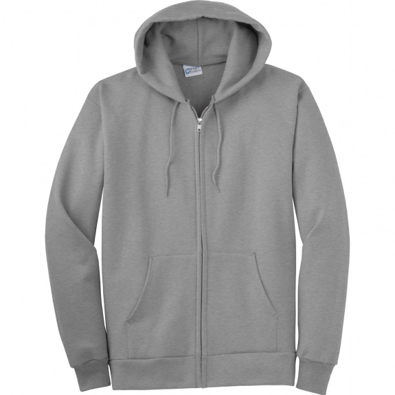 Athletic Heather Port & Company Ultimate Full Zip Custom Hooded Sweatshirt 
