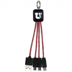 Heather Braided 3-in-1 Light Up Custom Charging Cable Keychain
