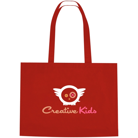 Red - Non-Woven Promotional Shopper Tote w/ Hook & Loop Closure