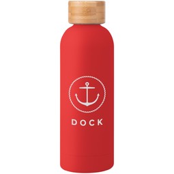 Red - Soft Touch Insulated Logo Water Bottle w/ Bamboo Lid - 17 oz.