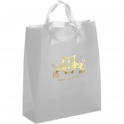 Silver Translucent Frosted Soft Loop Promo Shopping Bag