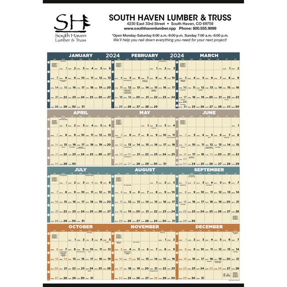 Tan - Time Management Span-A-Year Wall Custom Calendar