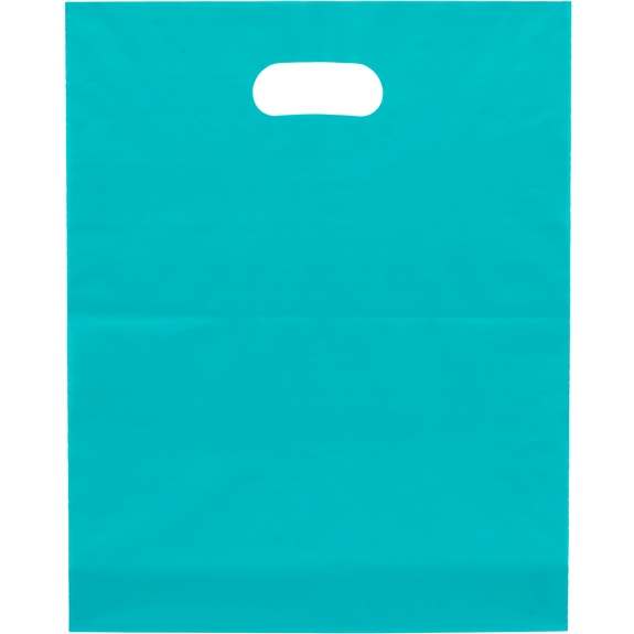 Teal Die Cut Handle Frosted Promotional Plastic Bag