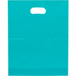 Teal Die Cut Handle Frosted Promotional Plastic Bag