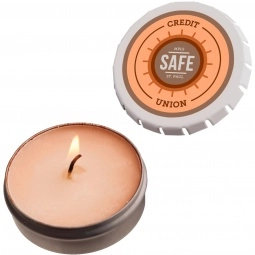 Orange Full Color Promotional Soy Candle in Snap Top Tin