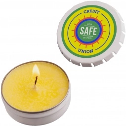 Yellow Full Color Promotional Soy Candle in Snap Top Tin