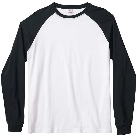 White/Black Bella + Canvas Long Sleeve Baseball Custom T-Shirts - Men's