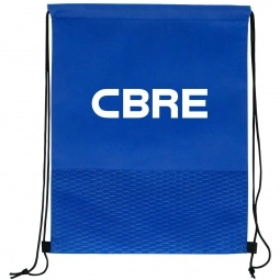 Blue - Textured Wave Custom Drawstring Bag - 13"w x 16.25"h