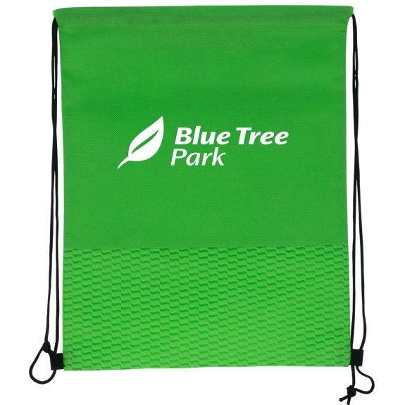 Green - Textured Wave Custom Drawstring Bag - 13"w x 16.25"h