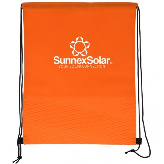 Orange - Textured Wave Custom Drawstring Bag - 13"w x 16.25"h
