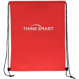 Red - Textured Wave Custom Drawstring Bag - 13"w x 16.25"h