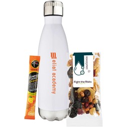 White - Custom Water Bottle Combo - Snack Mix & Energy Drink