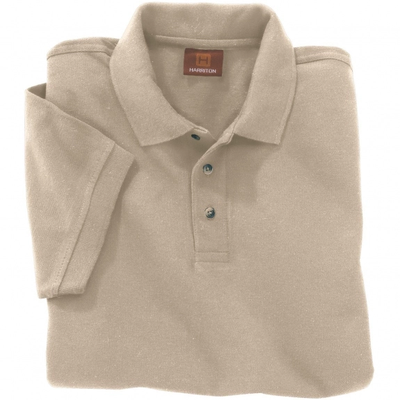 Men's Stone Harriton Ringspun Pique Short-Sleeve Custom Polo Shirt