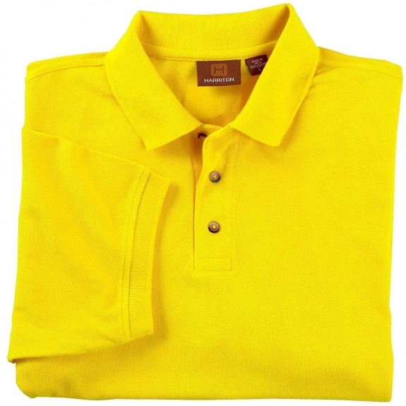 Men's Sunray Yellow Harriton Ringspun Pique Short-Sleeve Custom Polo Shirt