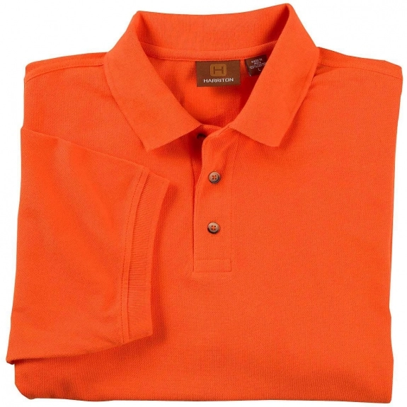 Men's Team Orange Harriton Ringspun Pique Short-Sleeve Custom Polo Shirt