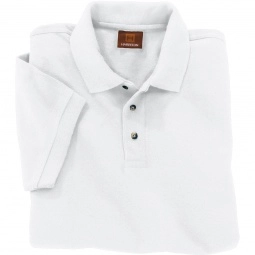 Men's White Harriton Ringspun Pique Short-Sleeve Custom Polo Shirt