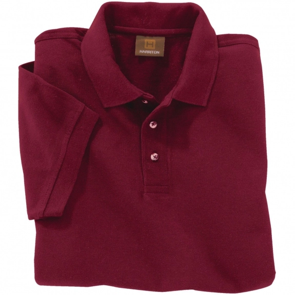 Men's Wine Harriton Ringspun Pique Short-Sleeve Custom Polo Shirt