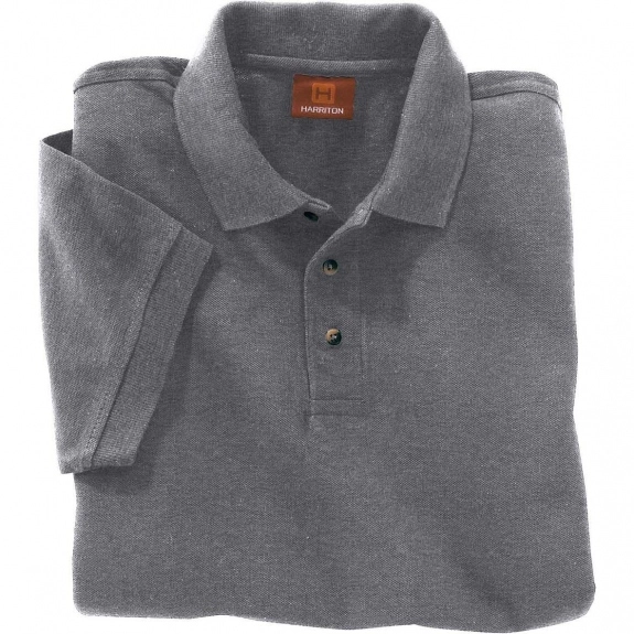 Men's Charcoal Harriton Ringspun Pique Short-Sleeve Custom Polo Shirt