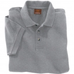 Men's Grey Heather Harriton Ringspun Pique Short-Sleeve Custom Polo Shirt