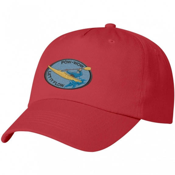 Red 5-Panel Embroidered Unstructured Promotional Cap