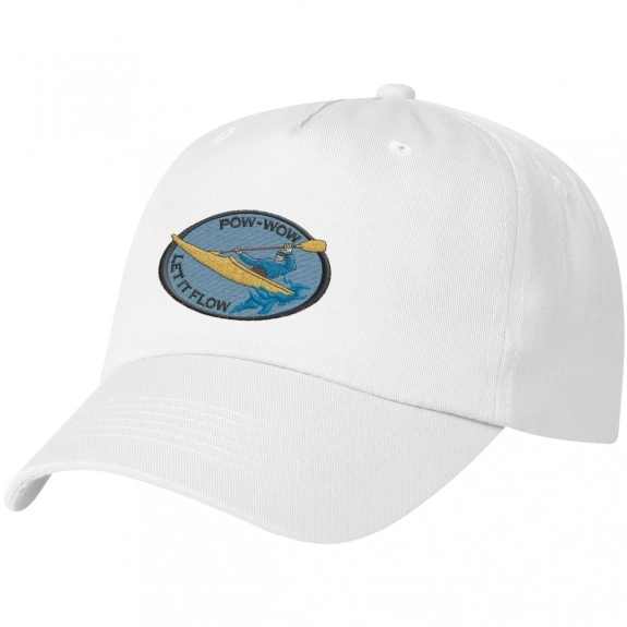 White 5-Panel Embroidered Unstructured Promotional Cap