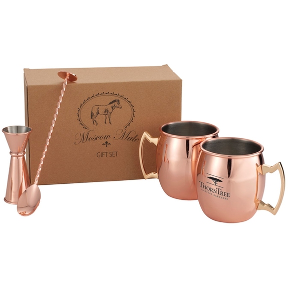 Copper - Moscow Mule Mug 4-Piece Custom Gift Set