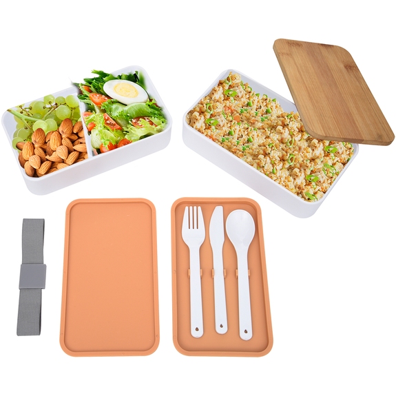 Lifestyle Stackable Promotional Bento Box w/ Utensils