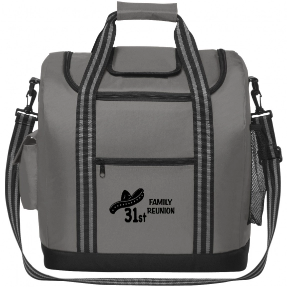 Gray Easy Access Custom Cooler Bags w/ Top Flap - 28 Can