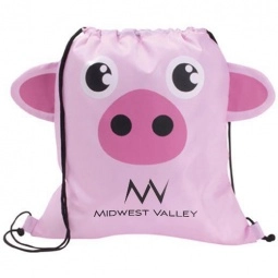 Paws & Claws Promotional Drawstring Backpack - Pig