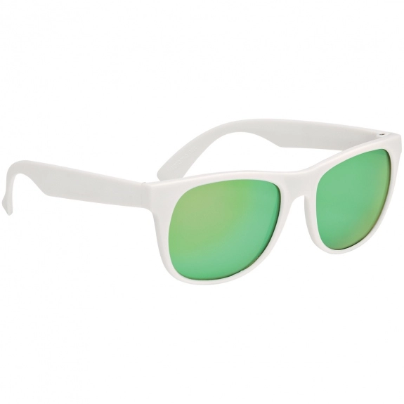 Yellow White Rubberized Mirrored Custom Sunglasses w/ Colored Lenses