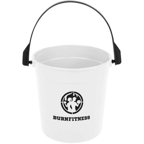 White / black - Custom Promotional Party Pail with Handle - 32 oz.
