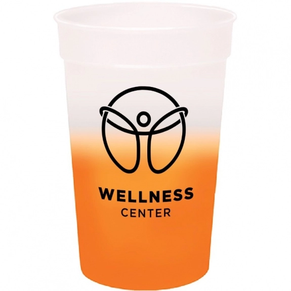 Frosted/Orange Custom Stadium Cup - Color Changing - 17 oz.