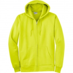 Safety Green Port & Company Ultimate Full Zip Custom Hooded Sweatshirt 