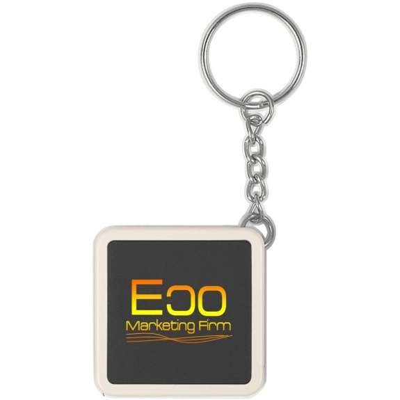 Black Full Color Two-Tone Promotional Tape Measure Keychain