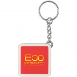 Red Full Color Two-Tone Promotional Tape Measure Keychain