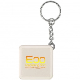 White Full Color Two-Tone Promotional Tape Measure Keychain