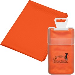 Orange - Promotional Cooling Towel w/ Custom Plastic Case