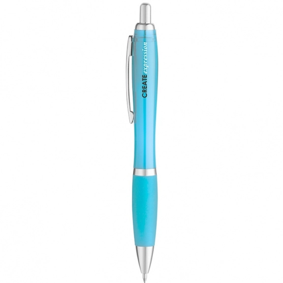 Carribean Blue Curvaceous Translucent Gel Ink Promotional Pen