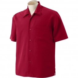 Parrot Red Harriton Barbados Textured Custom Camp Shirt - Men's