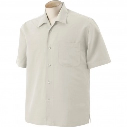 Creme Harriton Barbados Textured Custom Camp Shirt - Men's